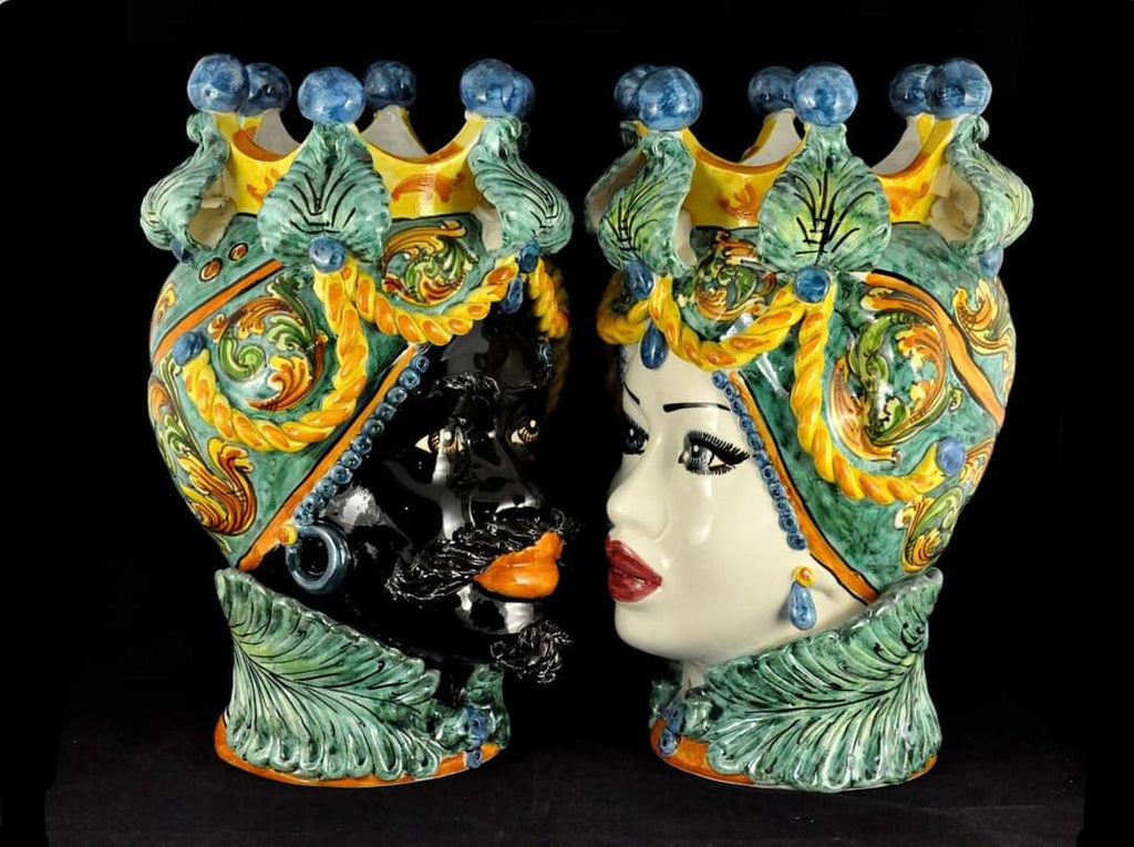 Lively Sicilian Ceramic Moor's Heads